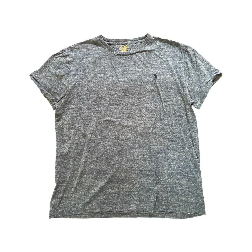 Polo Ralph Lauren Classic Fit Heather Gray Blue Pony Logo Tee Mens Large